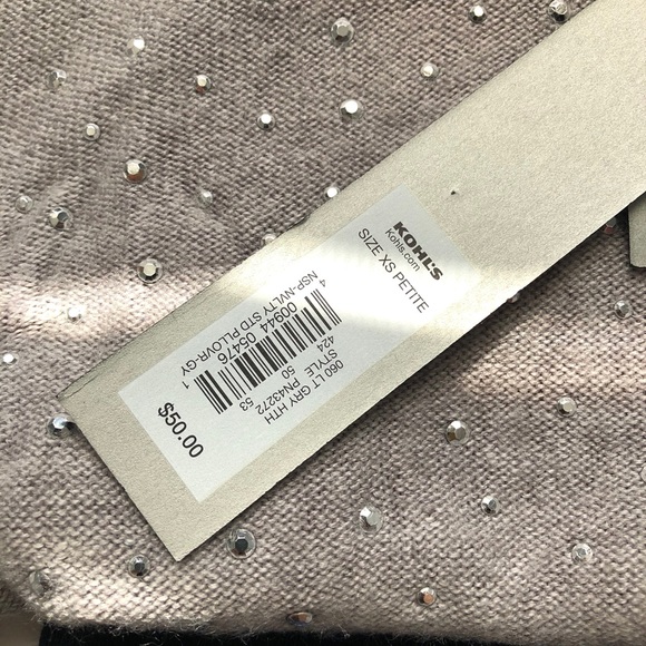 NWT! Apt. 9 Silver Studded Light Gray Sweater XSP - Picture 12 of 14